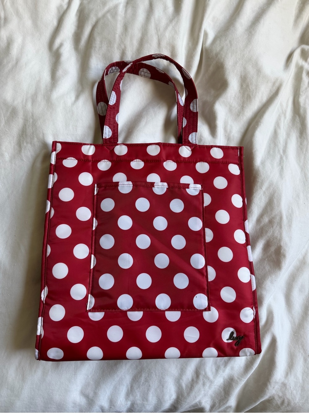 Lug Red Polka Dot Tote Bag with Front Pocket